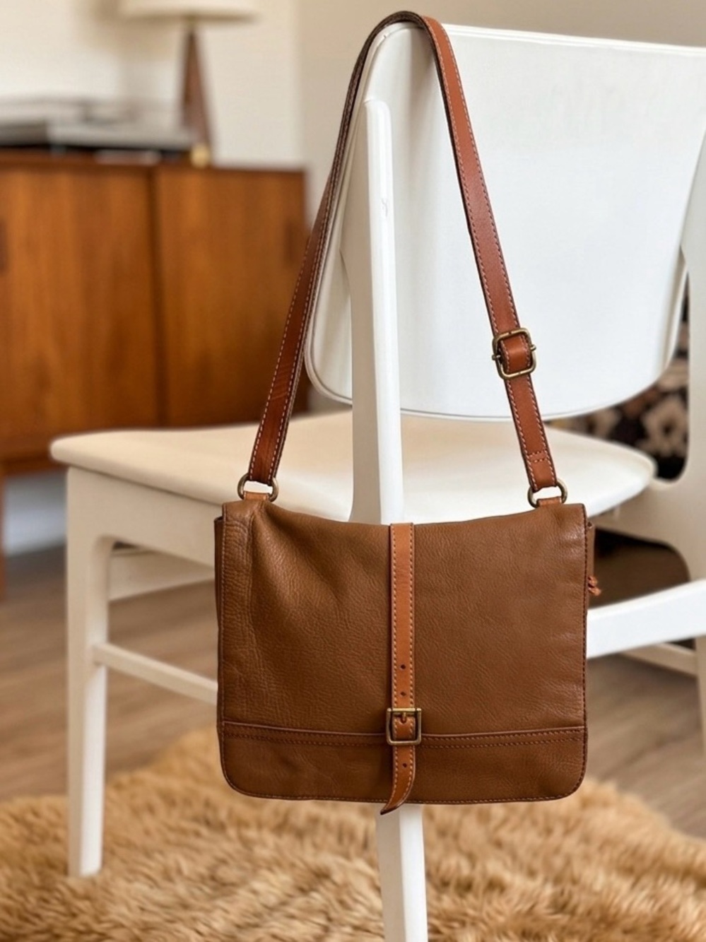 Fossil Tan Brown Leather Crossbody Bag - Picture 1 of 11